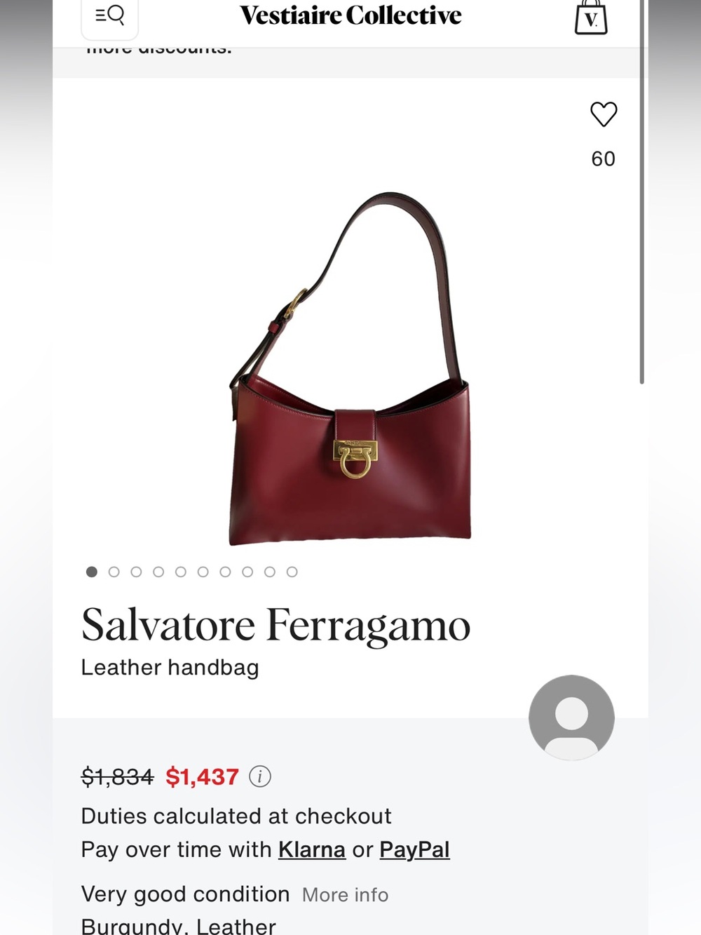 Authentic Ferragamo Trifolio Leather Shoulder Bag Raspberry Red gold Gancini - Picture 2 of 14